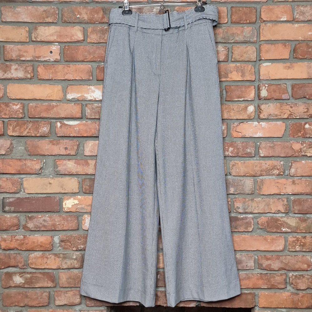 House of Harlow 1960 Houndstooth Wide Leg Trousers Sz 8 High Rise Tailored Chic - Picture 2 of 8